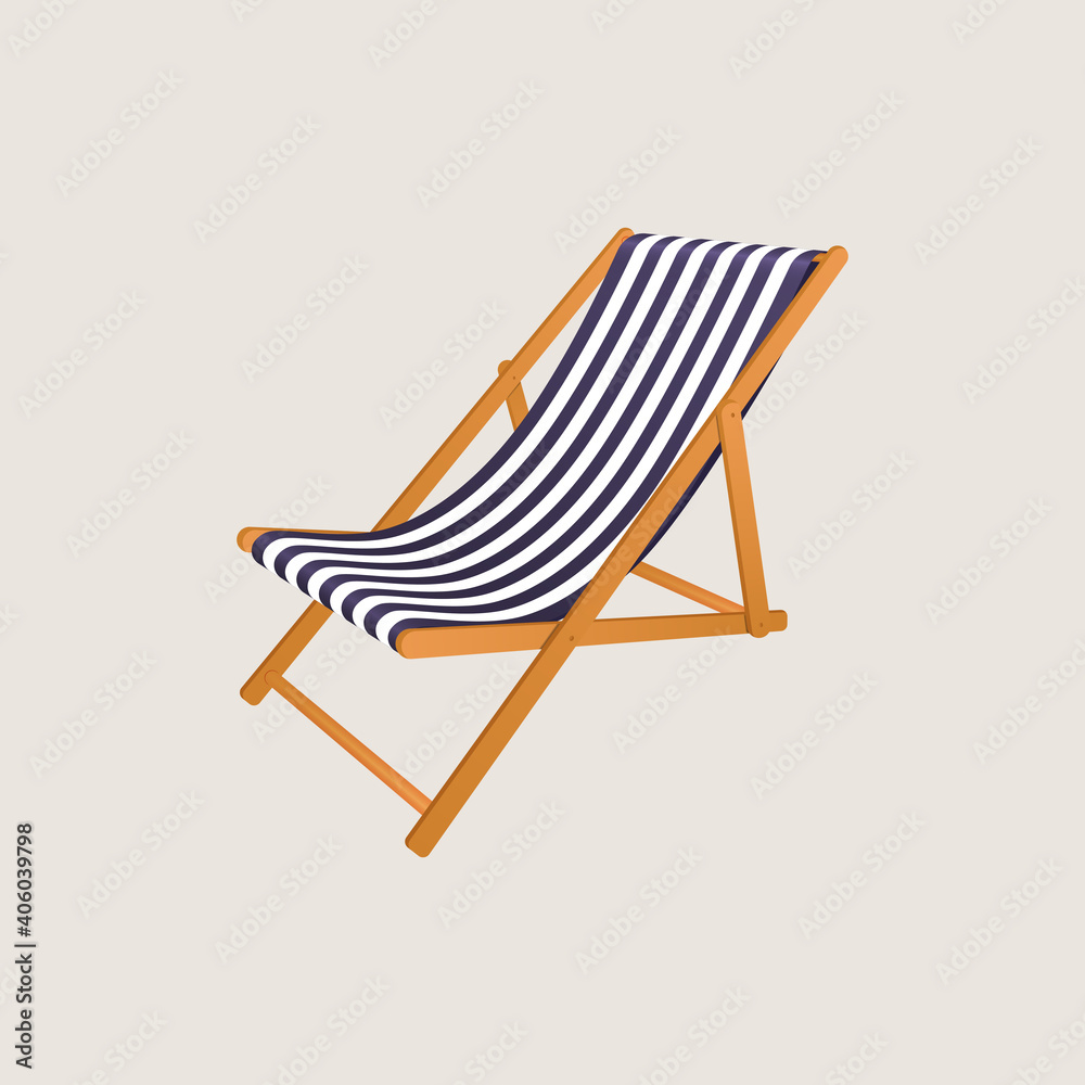 Beach chaise longue isolated on white background.