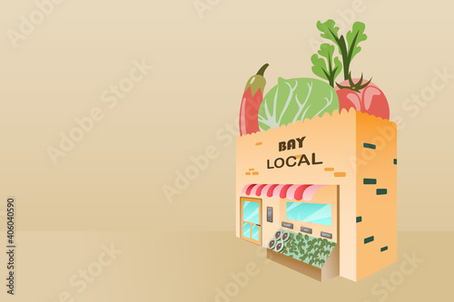 Vegetable shop with a surprisingly designed building