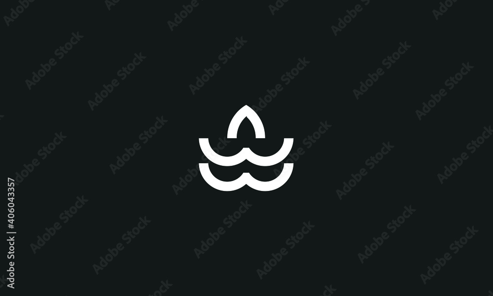 Water waves minimal flat logo design in black background Water waves minimal flat logo design in black background