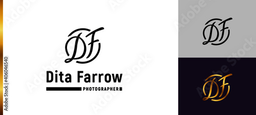 READY TO USE: DF logo, letters, signet ring, decorative initials, services, personal brand. A minimalist, elegant and original sign.
