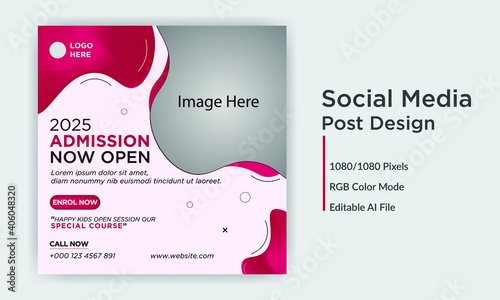School college admission social media post banner template design