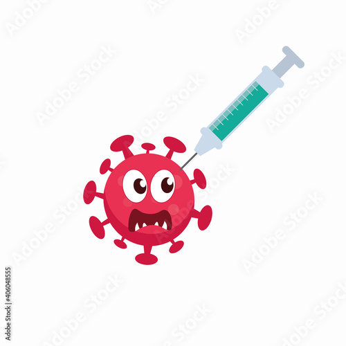 Coronavirus vaccine vector illustration design concept. Vaccination against Covid-19 disease afraid virus symbol
