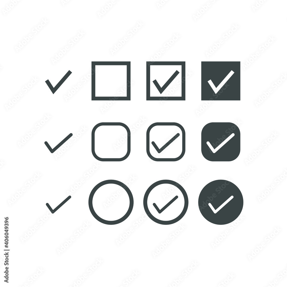 Set of tick or check icon
Set of tick or check icon
