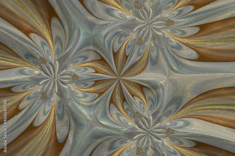 Fantastic gray orange fractal background. Abstract fractal texture. Digital art. 3D rendering.