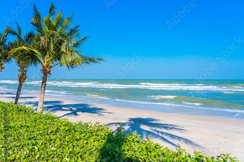 Beautiful tropical beach sea ocean with palm tree