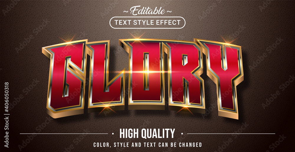 Editable text style effect - Glory text style theme.