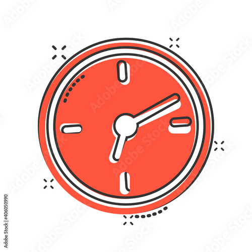Free Download Clock icon in comic style. Watch cartoon vector illustration on white isolated background. Timer splash effect business concept. - GFXLoad