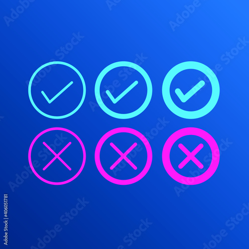 Set of yes and no icon 
