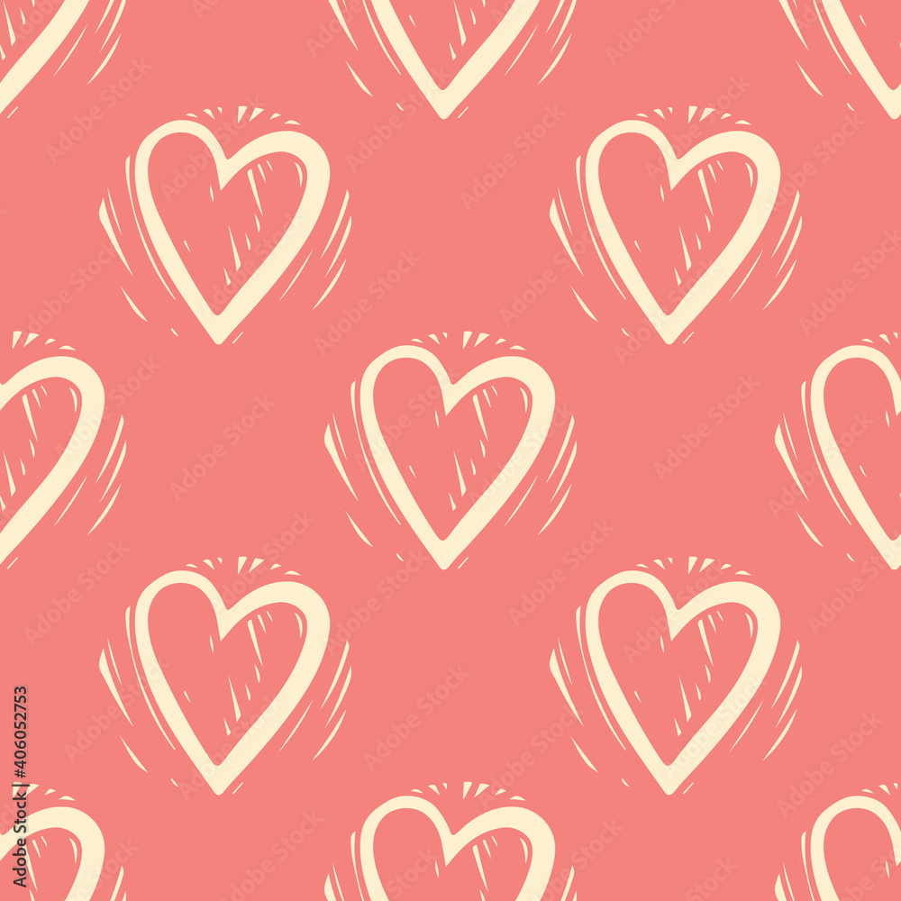 Abstract seamless pattern of hearts. Valentines Day theme.. Vector Repeating textile wallpaper for boys and girls.