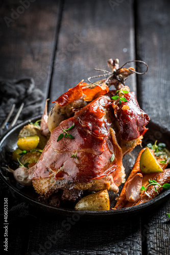 Closeup of grilled pheasant...