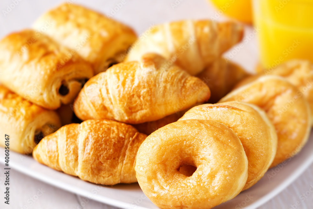 Selection of Breakfast Pastries on a plate. High quality photo.