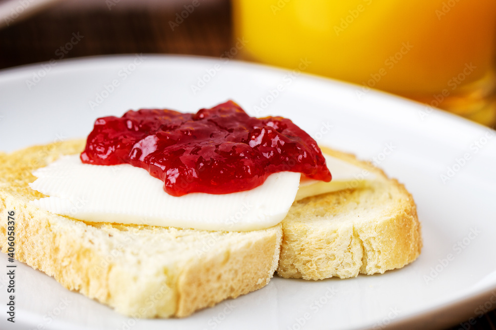 Toasted Bread with Strawberry Jam. High quality photo. Toasted Bread with Strawberry Jam. High quality photo.