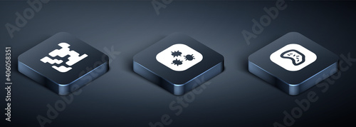 Set Isometric Gaseous, Bacteria and icon. Vector.