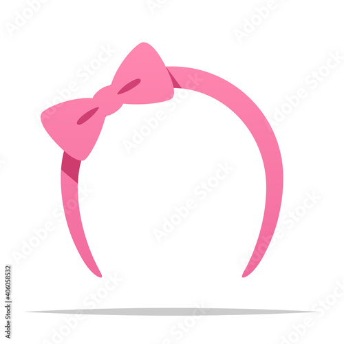 Pink headband with bow vector isolated illustration