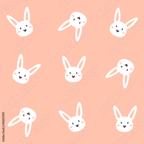 Cute white rabbit seamless pattern