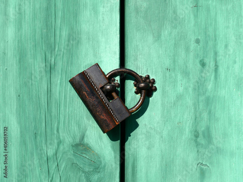 Door lock of an old building in Korea