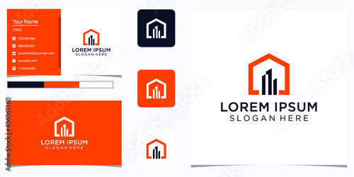 Home logo with line art and business card design.home, house