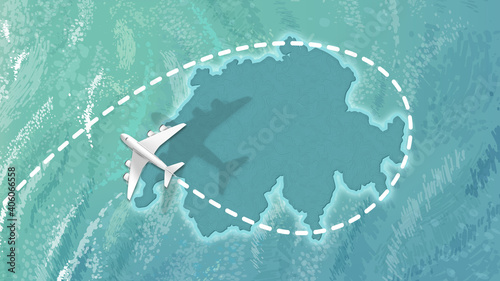 airplane flying on Switzerland Map Travel visit discover Switzerland 8K illustration.jpg