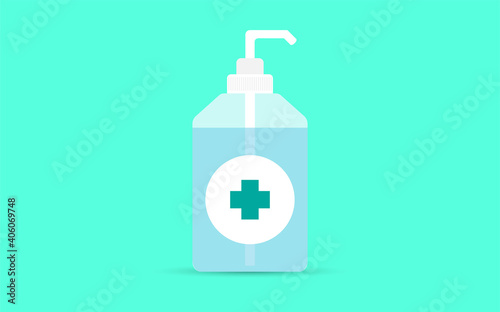 Vector illustration of hand sanitizer pump bottle, covid 19 corona virus prevention illustration in flat style design eps 10. 