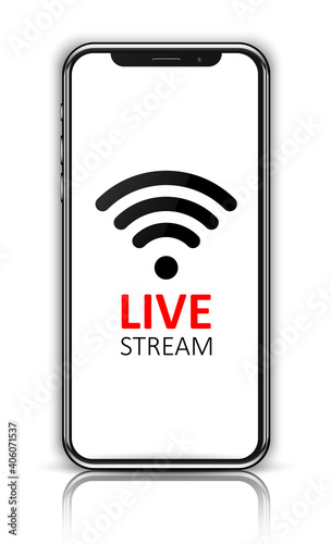 Live stream. Smartphone. Stock vector illustration.