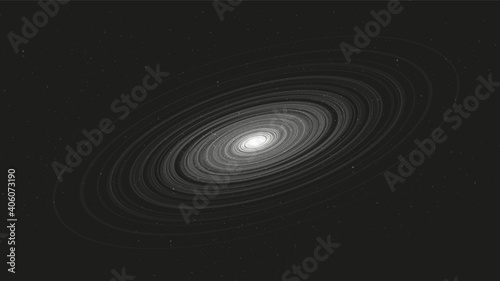 Gray Spiral Black Hole on Black Galaxy Background.planet and physics concept design,vector illustration.