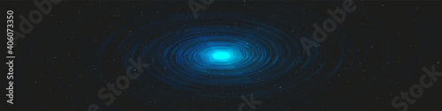 Panorama Explosion Spiral Black Hole on Galaxy Background.planet and physics concept design,vector illustration.