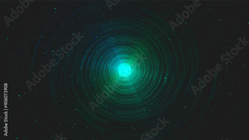 Realistic Magic Green Spiral Black Hole on Galaxy Background.planet and physics concept design,vector illustration.