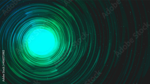 Realistic Light Green Spiral Black Hole on Galaxy Background.planet and physics concept design,vector illustration.
