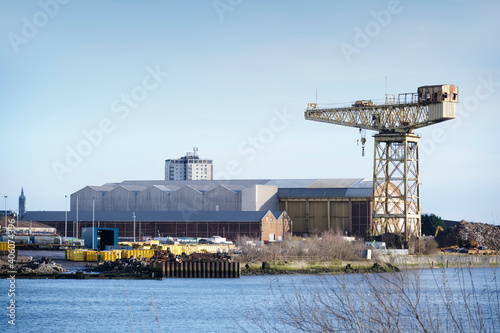 Shipbuilding crane in historical Govan Glasgow Scotland photo