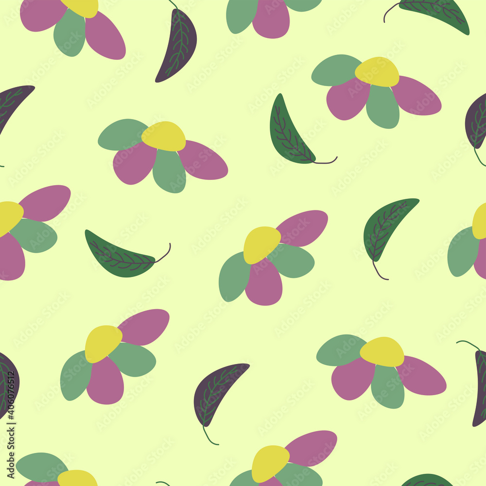 Seamless pattern with leaves and flowers Seamless pattern with leaves and flowers