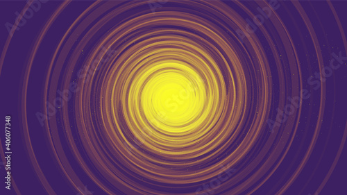 Purple Comic Spiral Black Hole on Black Galaxy Background.planet and physics concept design,vector illustration.