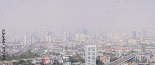 BANGKOK, THAILAND - JANUARY 16, 2021: High Pollution Pm 2.5 at bangkok city