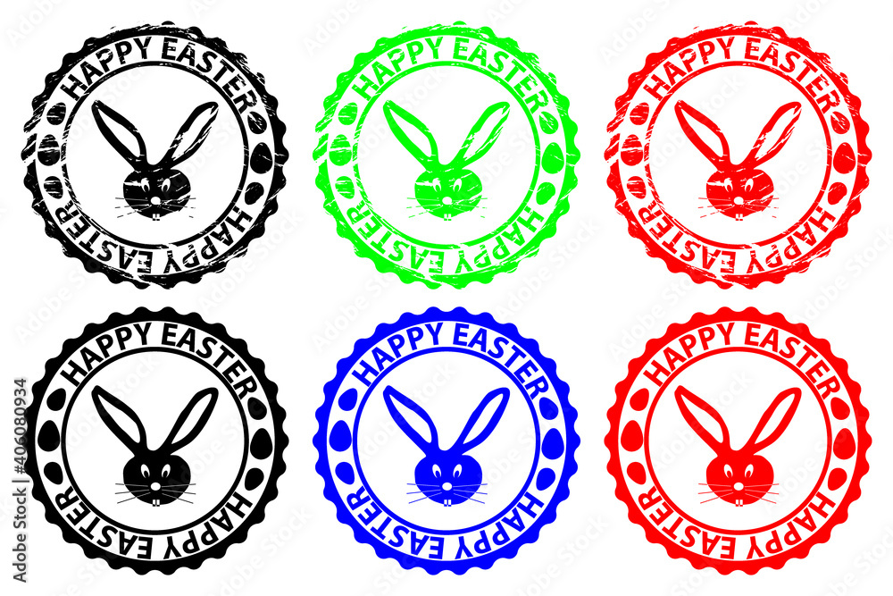 Happy easter - rubber stamp - vector set - black and red Happy easter - rubber stamp - vector set - black and red