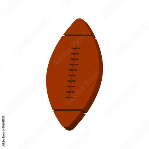 Brown rugby and american football ball on white 3d background, vector