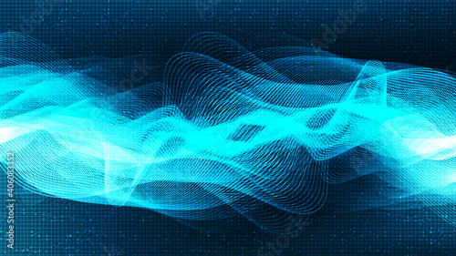 Abstract Light and Dark Digital Sound Wave with technology background vector.