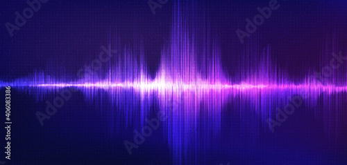 Light Sound Wave on Purple Background,Technology Wave concept,design for music studio and science,Vector Illustration.