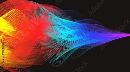 Smoke Colorful Digital Sound Wave on Black background vector.