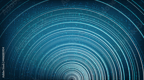 Modern Circle Blue Digital Sound Wave,technology and earthquake wave concept,design for music industry,Vector,Illustration.