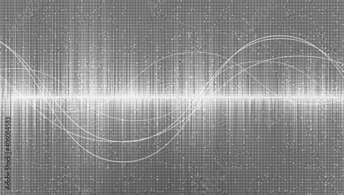 Digital Sound waves on gray background,technology and earthquake wave concept,design for music industry,Vector,Illustration.