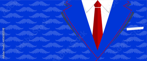 Slogan No shave or shaving moustache, mustache or beard men face. Men's Day. Awareness blue ribbon, medical symbol for psa prostate cancer month in november. Vector best quote signs