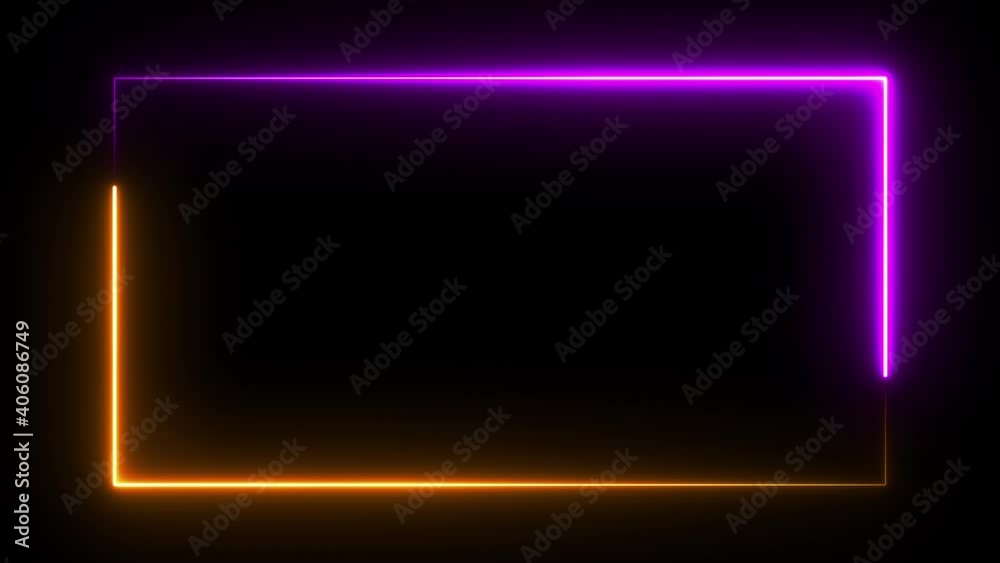 Abstract neon rectangular frame. Luminous lines of seamless loop. Abstract neon rectangular frame. Luminous lines of seamless loop.