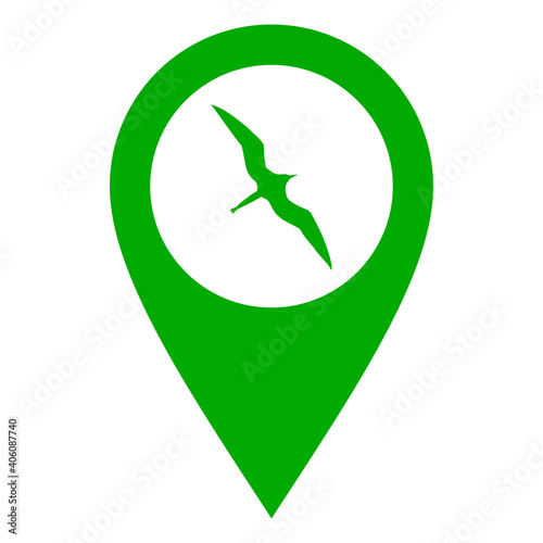 Fregattvogel und Kartenmarkierung