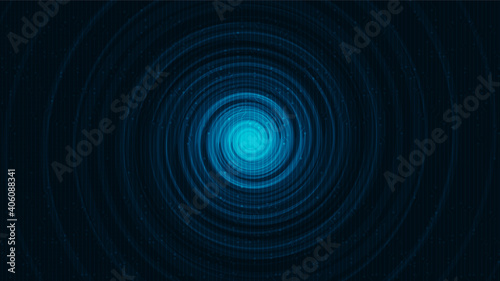 Modern Teleport Warp Spiral Technology on Blue Background,Network Concept design,Vector illustration.