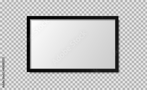 Photo frame black border landscape mockup