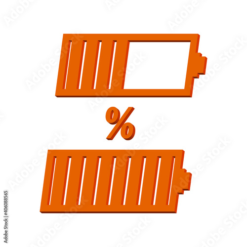 Yellow finger batteries on a white background 3d, vector
