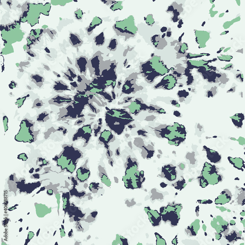 Vector Tie Dye. Ethnic Background. Green Craft Art Shirt Print. Green Hippie Fabric. Tie Dye Circle. Ink Textured. Vector Decoration. Tie Dye Print. Psychedelic Art. Boho Fashion.
