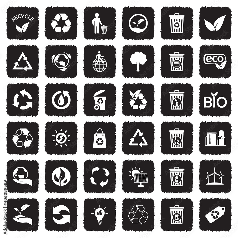 Fototapeta premium Recycle Icons. Grunge Black Flat Design. Vector Illustration.