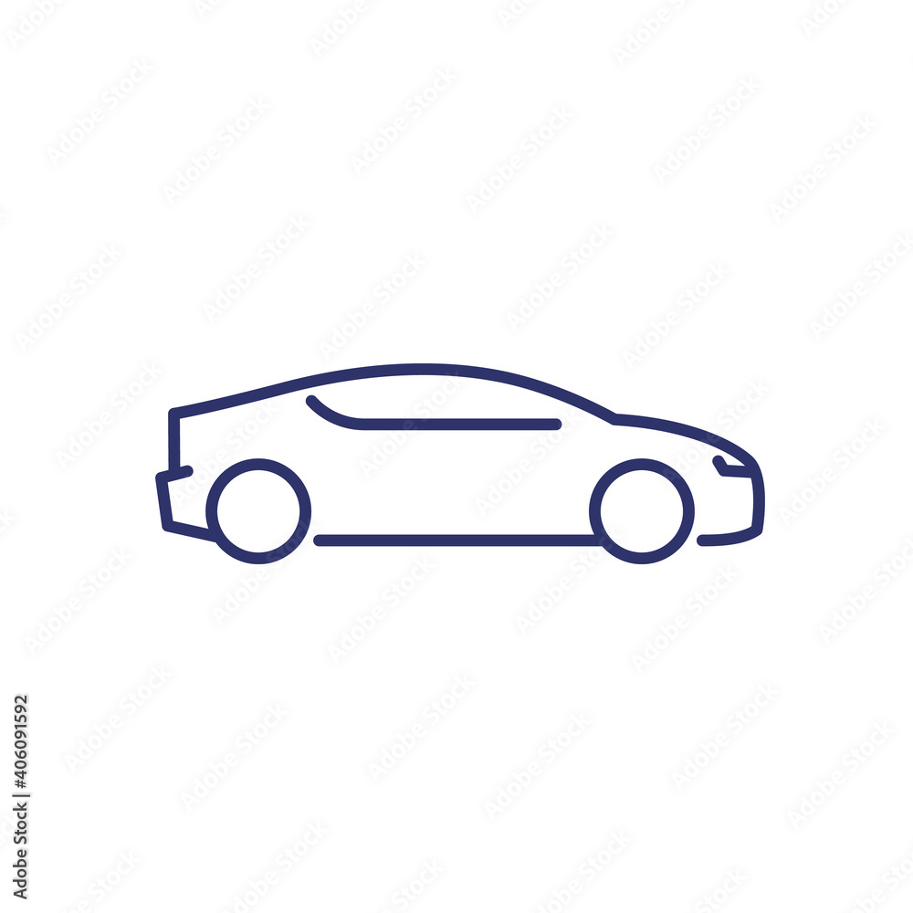 supercar line icon on white