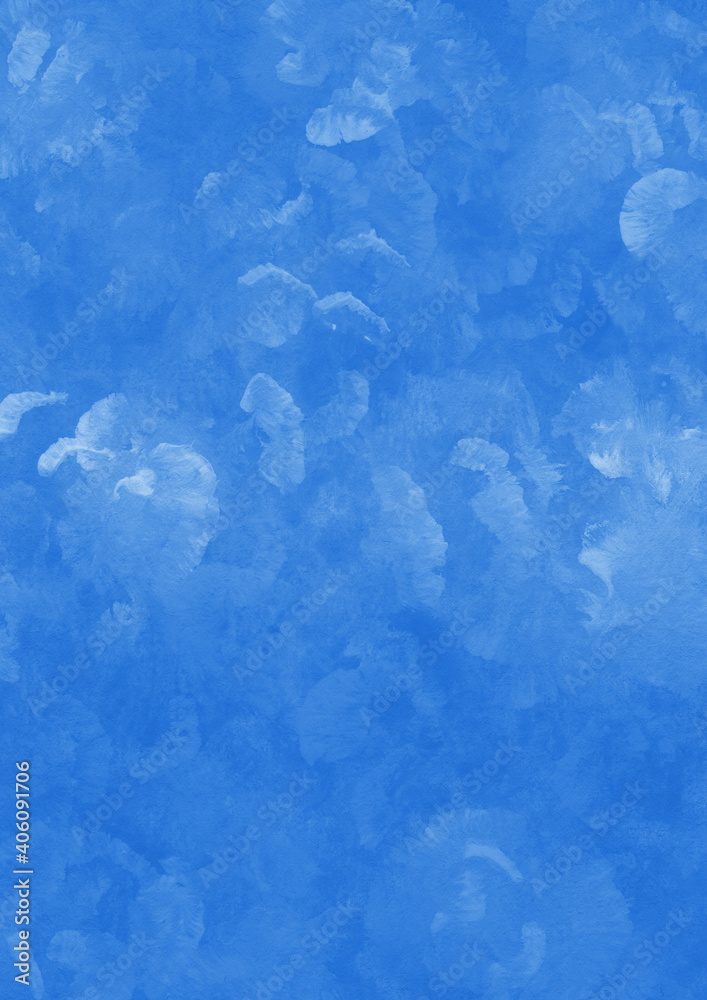 Blue ink and watercolor texture on white paper background. Gradient paint strokes and decalcomania effect. Hand-painted gouache abstract image. Mess on the canvas. Blue ink and watercolor texture on white paper background. Gradient paint strokes and decalcomania effect. Hand-painted gouache abstract image. Mess on the canvas.