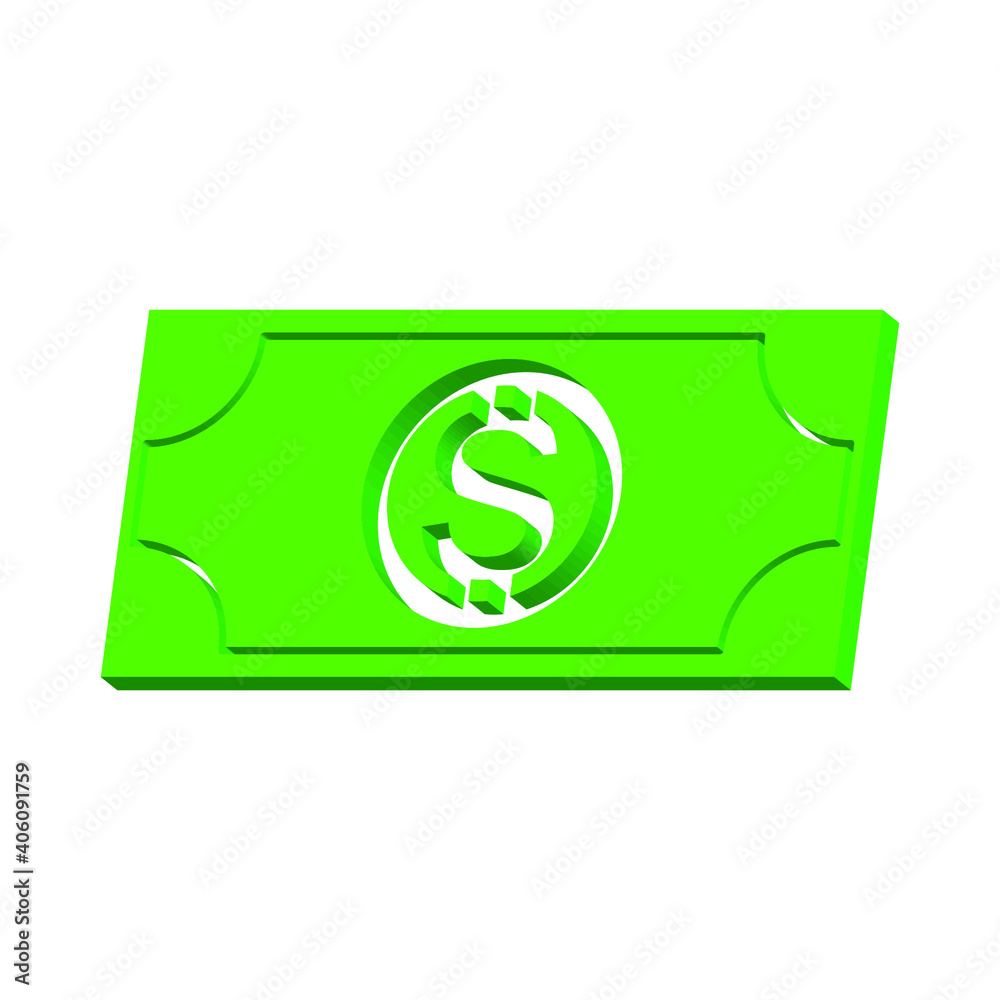 Green dollar on a white background 3d, vector Green dollar on a white background 3d, vector
